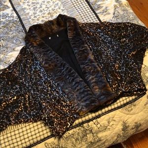 Cheetah Print Faux Fur Drape Front Coat